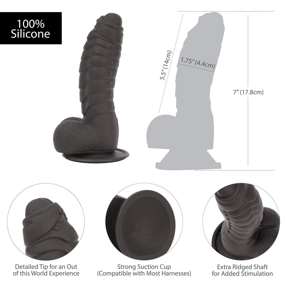 Addiction Ben 7" Silicone Dildo in Black Realistic Dildo - Tophatter Daily Deals