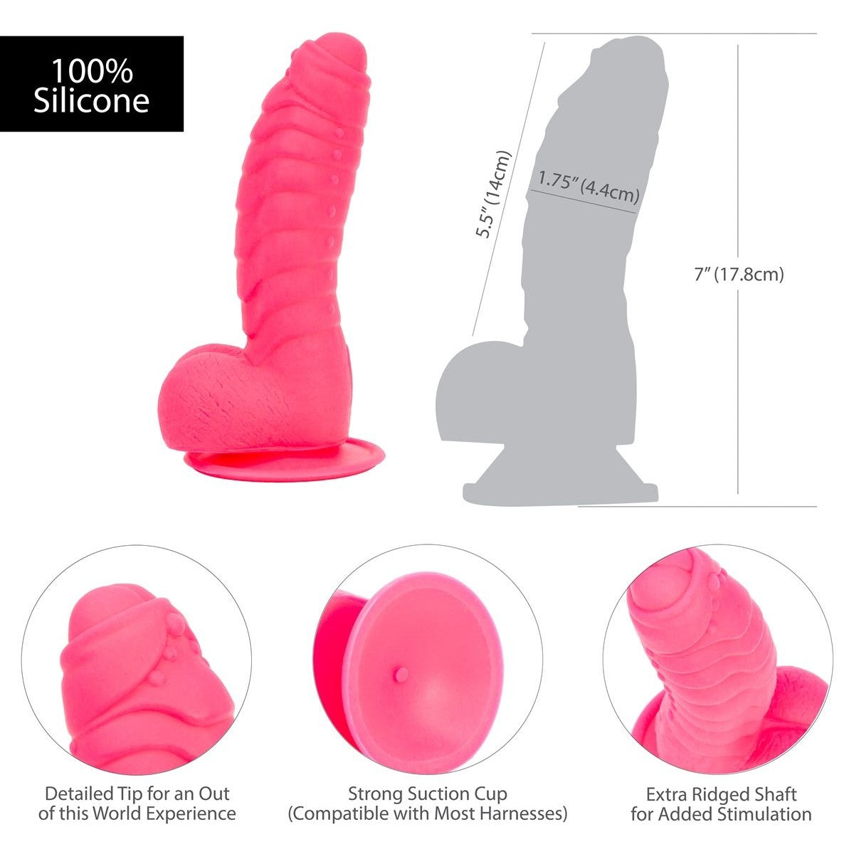Addiction Tom 7" Silicone Dildo in Pink Realistic Dildo - Tophatter Daily Deals
