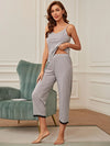 V-Neck Lace Trim Slit Cami and Pants Pajama Set Loungewear Sets - Tophatter Daily Deals