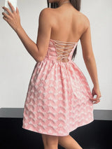 Heart Sweetheart Neck Mini Dress Casual Dresses - Tophatter Daily Deals