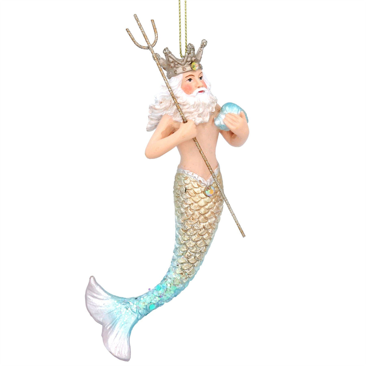 Neptune Christmas Bauble | Under the Sea Merman Christmas Tree Ornament - 14cm Baubles - Tophatter Daily Deals
