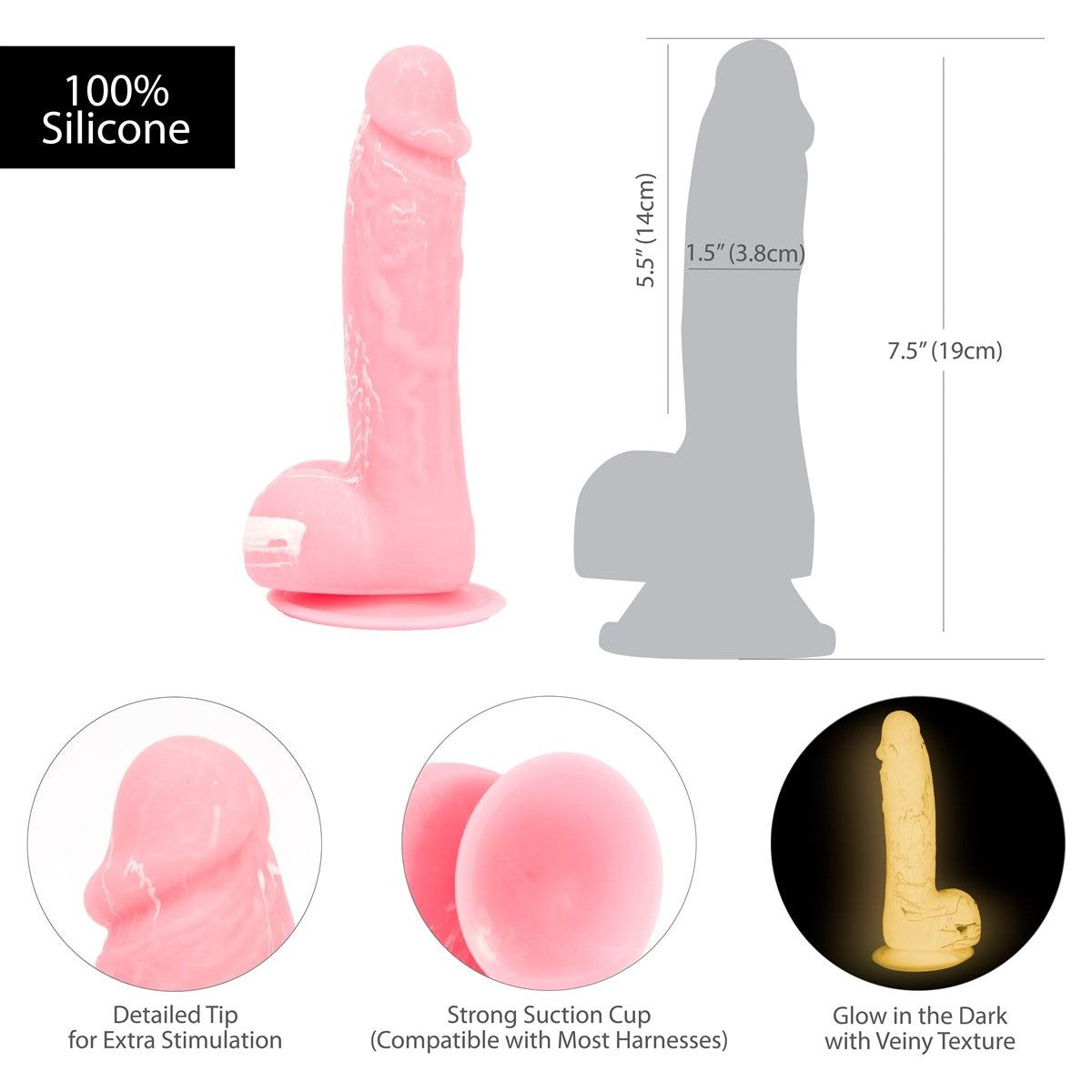 Addiction Brandon 7.5" Silicone Dildo in Pink Realistic Dildo - Tophatter Daily Deals