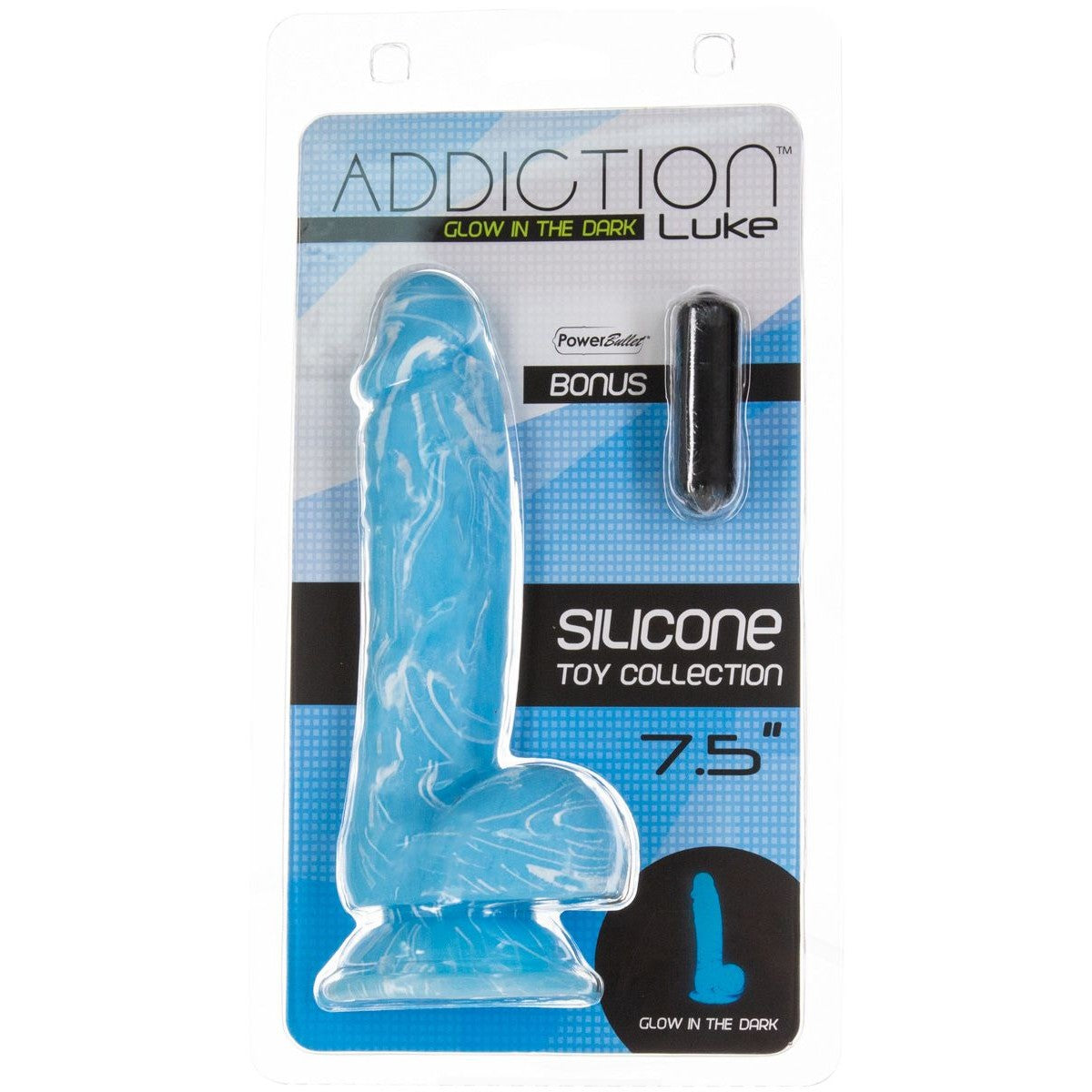 Addiction Luke 7.5" Silicone Dildo in Blue Realistic Dildo - Tophatter Daily Deals