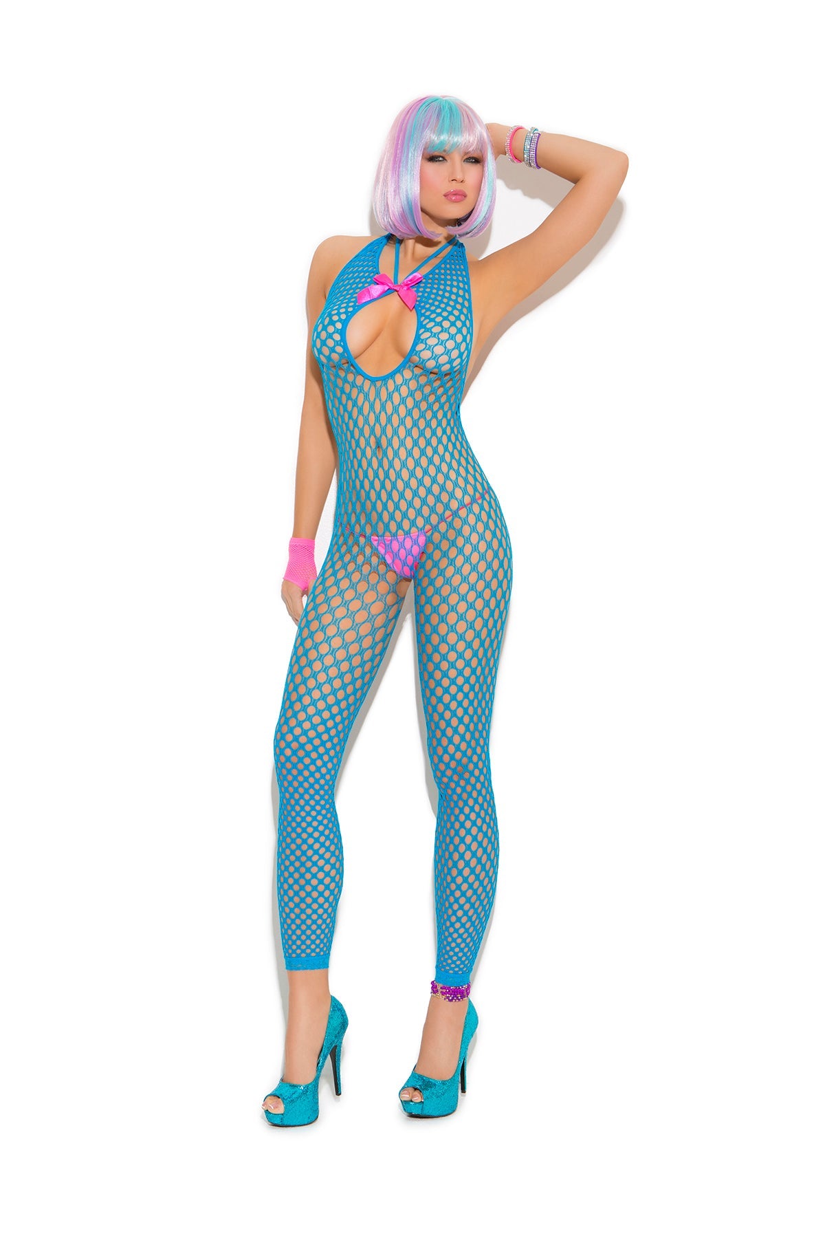Vivace Blue Crochet Bodystocking One Size Body Stockings - Tophatter Daily Deals