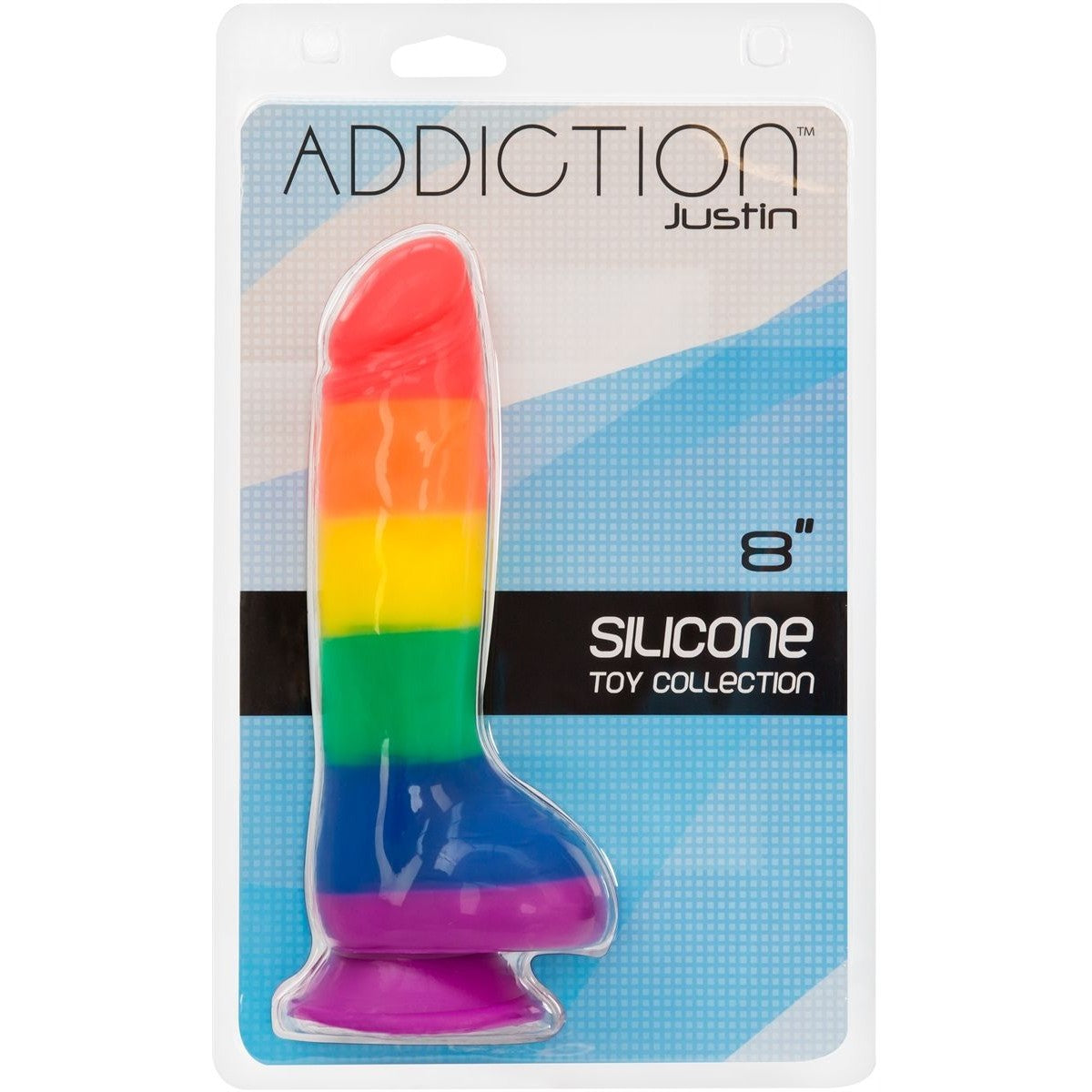 Addiction Justin 8" Silicone Dildo in Rainbow Realistic Dildo - Tophatter Daily Deals