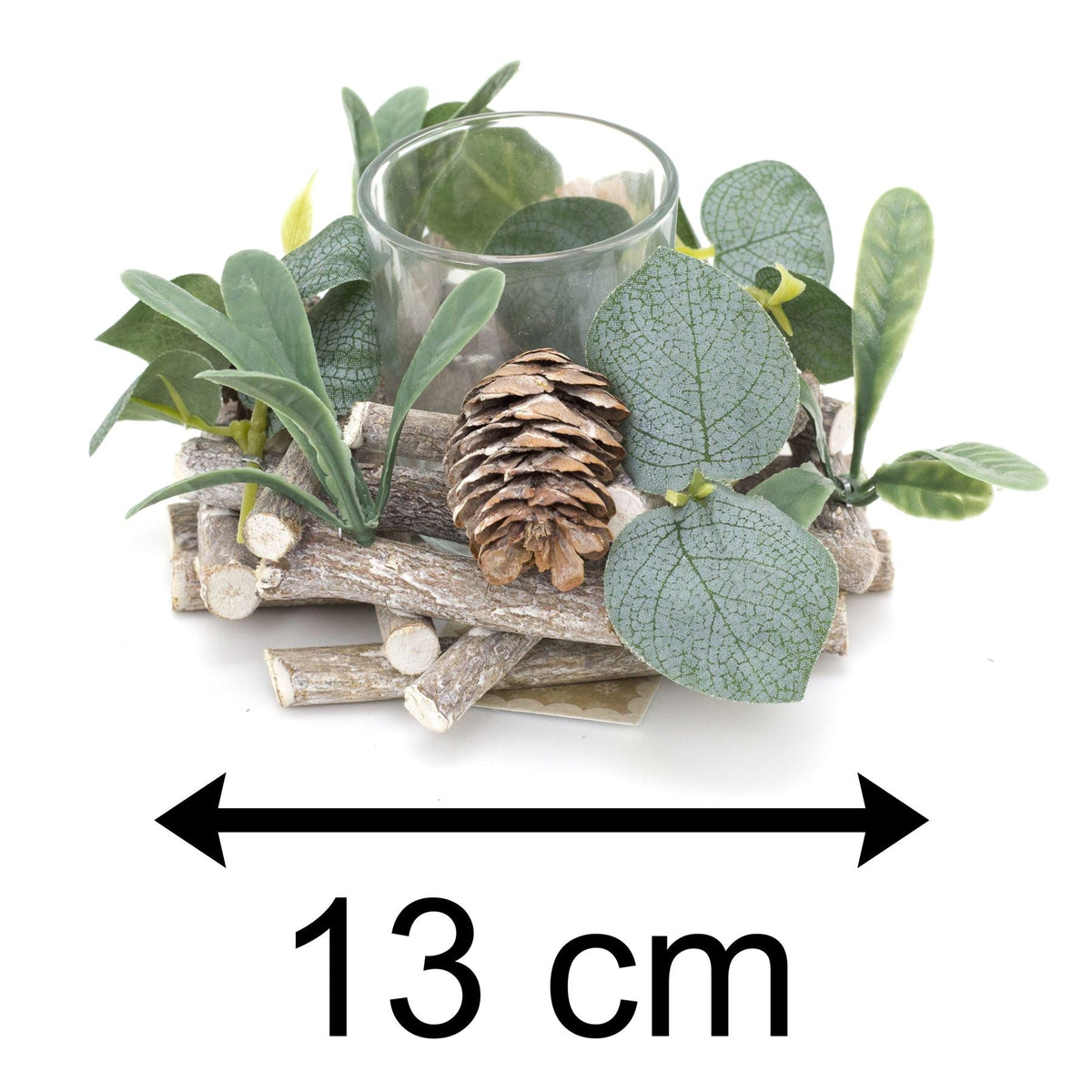 13cm Alpine Sage Christmas Tealight Candle Holder | Christmas Wreath Tea Light Holder | Christmas Candle Centerpiece Candle Holder - Tophatter Daily Deals
