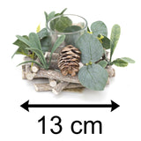 13cm Alpine Sage Christmas Tealight Candle Holder | Christmas Wreath Tea Light Holder | Christmas Candle Centerpiece Candle Holder - Tophatter Daily Deals