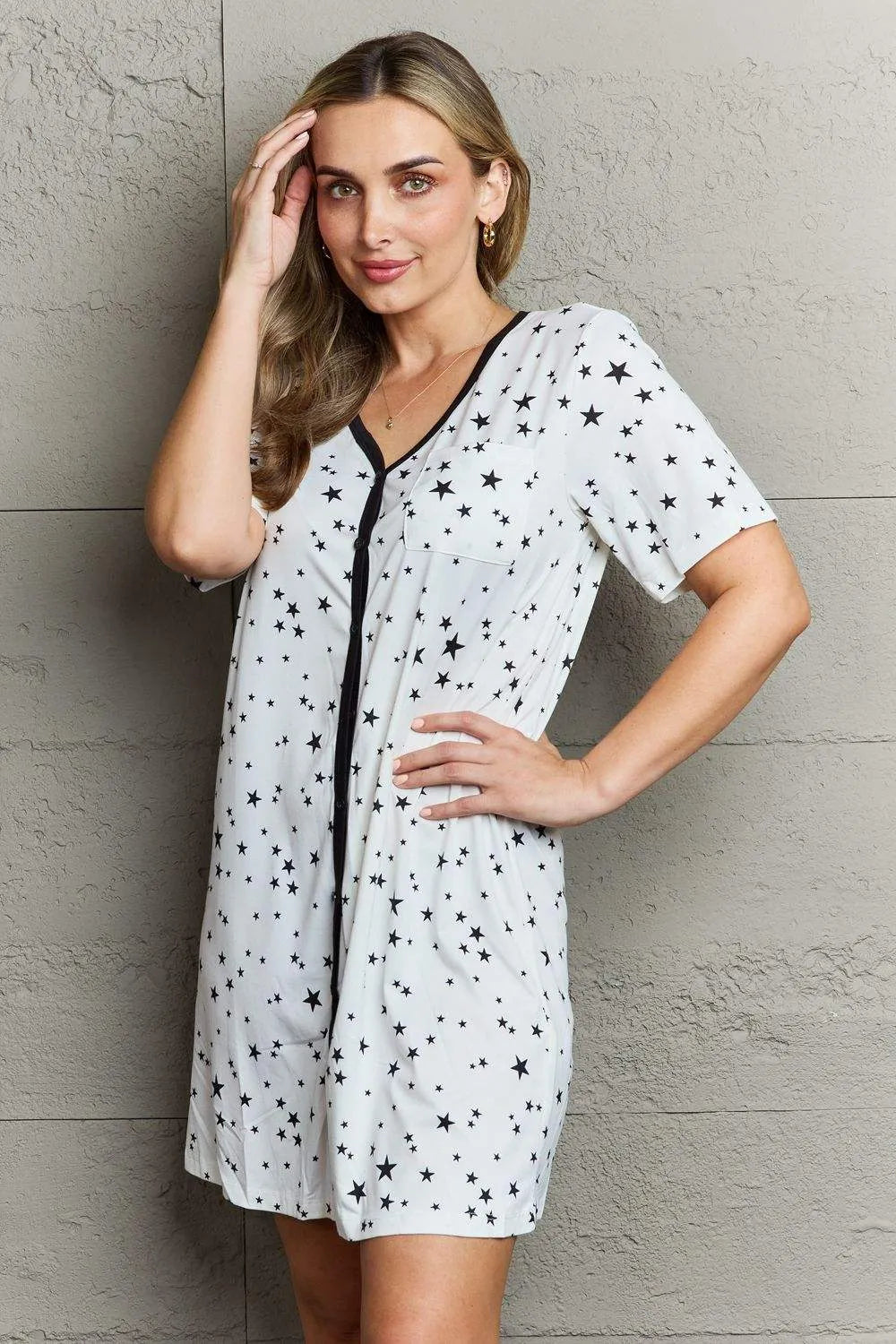 MOON NITE Quilted Quivers Button Down Sleepwear Dress Sleep Dresses - Tophatter Daily Deals
