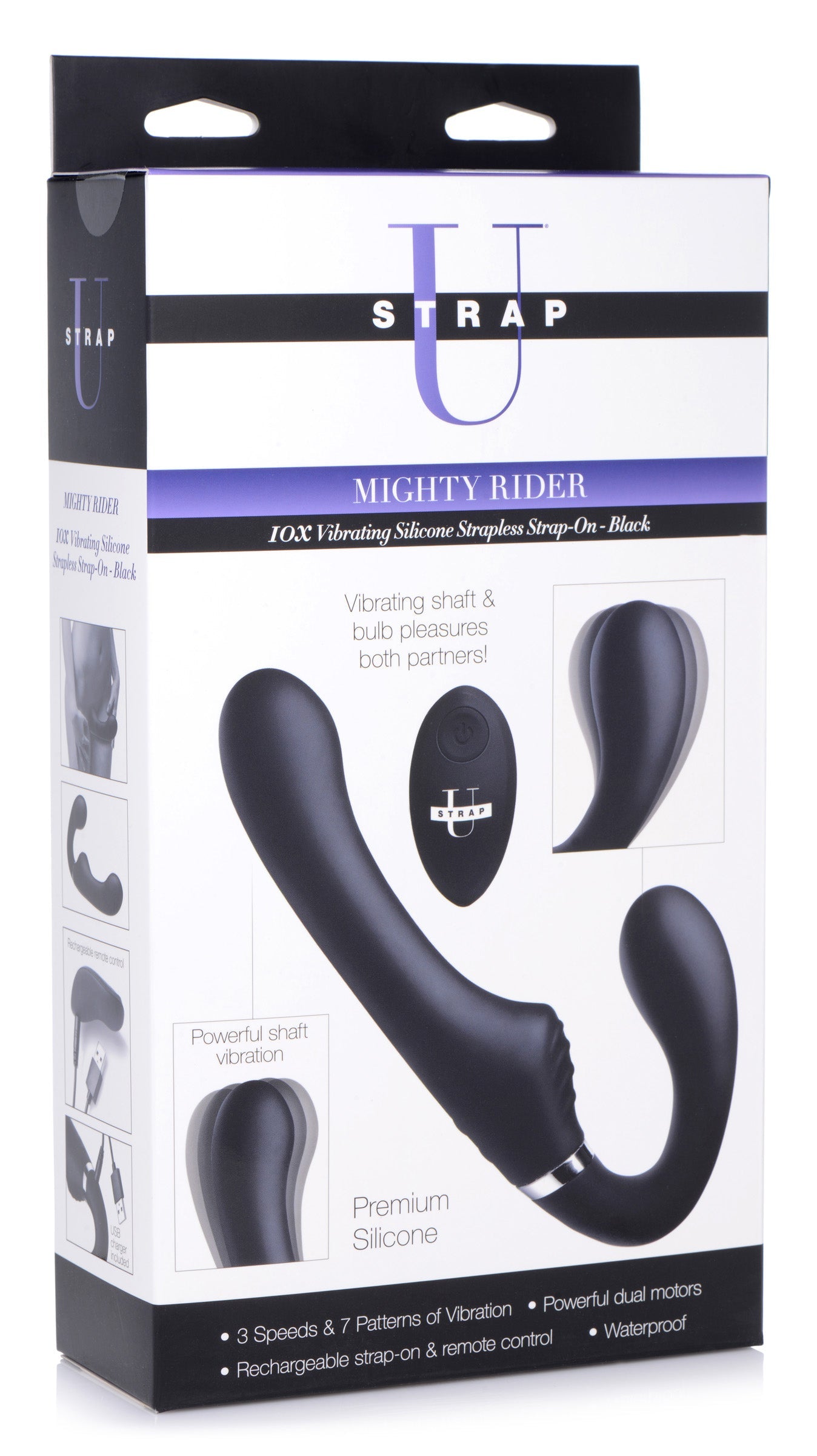 Mighty Rider 10X Strapless Strap-On Black with Remote Control > Dildos > Strapless Strap Ons - Tophatter Daily Deals