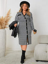 Plus Size Houndstooth Long Sleeve Slit Dress Black Casual Dresses - Tophatter Daily Deals