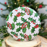 Holly & Berries Christmas Cake Tin | Round Festive Baking Storage Tin 24x12cm Tin - Tophatter Daily Deals