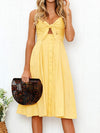 Cutout Smocked Sweetheart Neck Cami Dress Mustard Casual Dresses - Tophatter Daily Deals