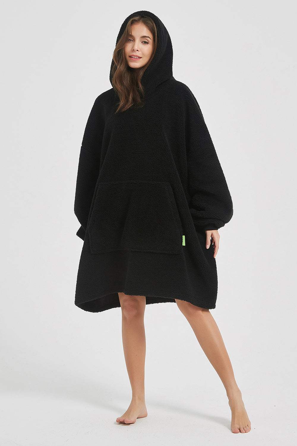 Lantern Sleeve Oversized Hooded Fuzzy Lounge Dress Sleep Dresses - Tophatter Daily Deals