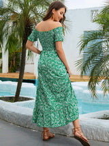 Floral Smocked Off-Shoulder Dress Casual Dresses - Tophatter Daily Deals