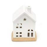 White LED Christmas House Ornament | Ceramic Christmas Village Light Up House Ornament - Tophatter Daily Deals