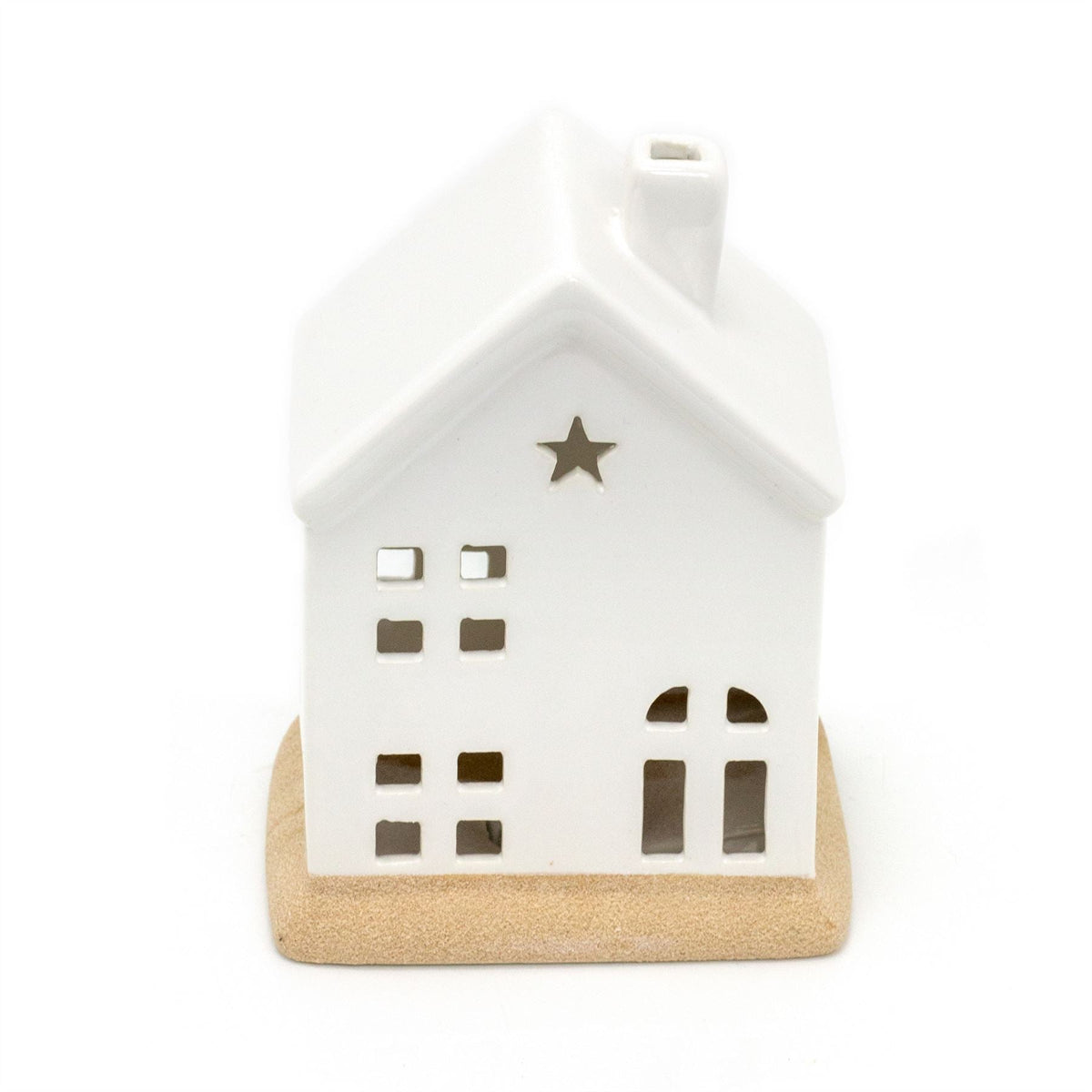 White LED Christmas House Ornament | Ceramic Christmas Village Light Up House Ornament - Tophatter Daily Deals