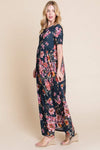 BOMBOM Floral Short Sleeve Maxi Dress Casual Dresses - Tophatter Daily Deals