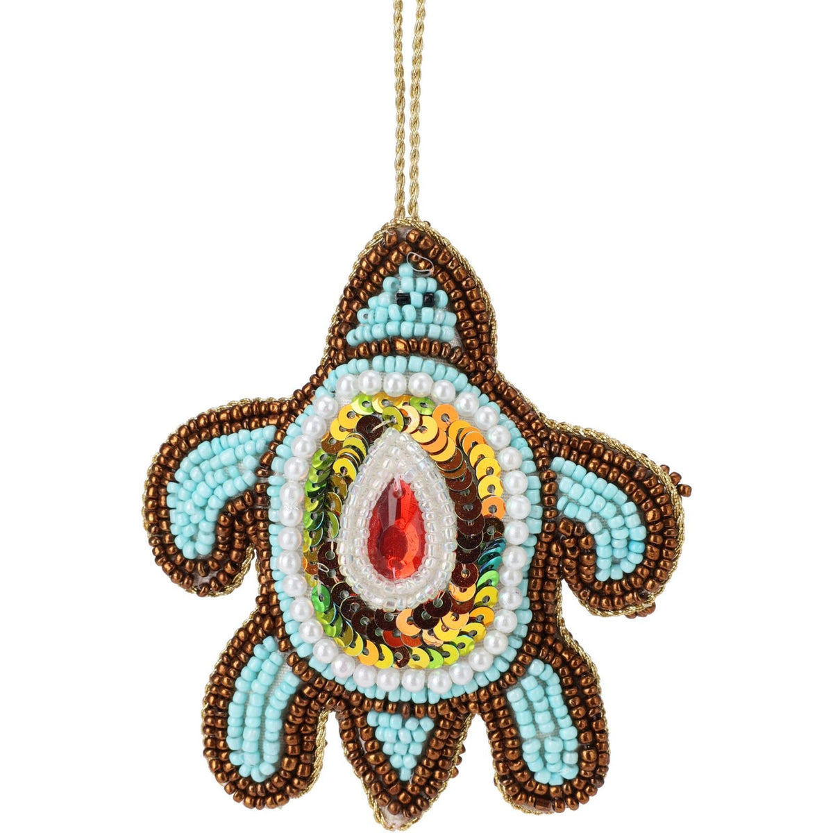 Christmas Tree Beaded Turtle Bauble | Christmas Tree Hanging Ornament - 10cm Baubles - Tophatter Daily Deals