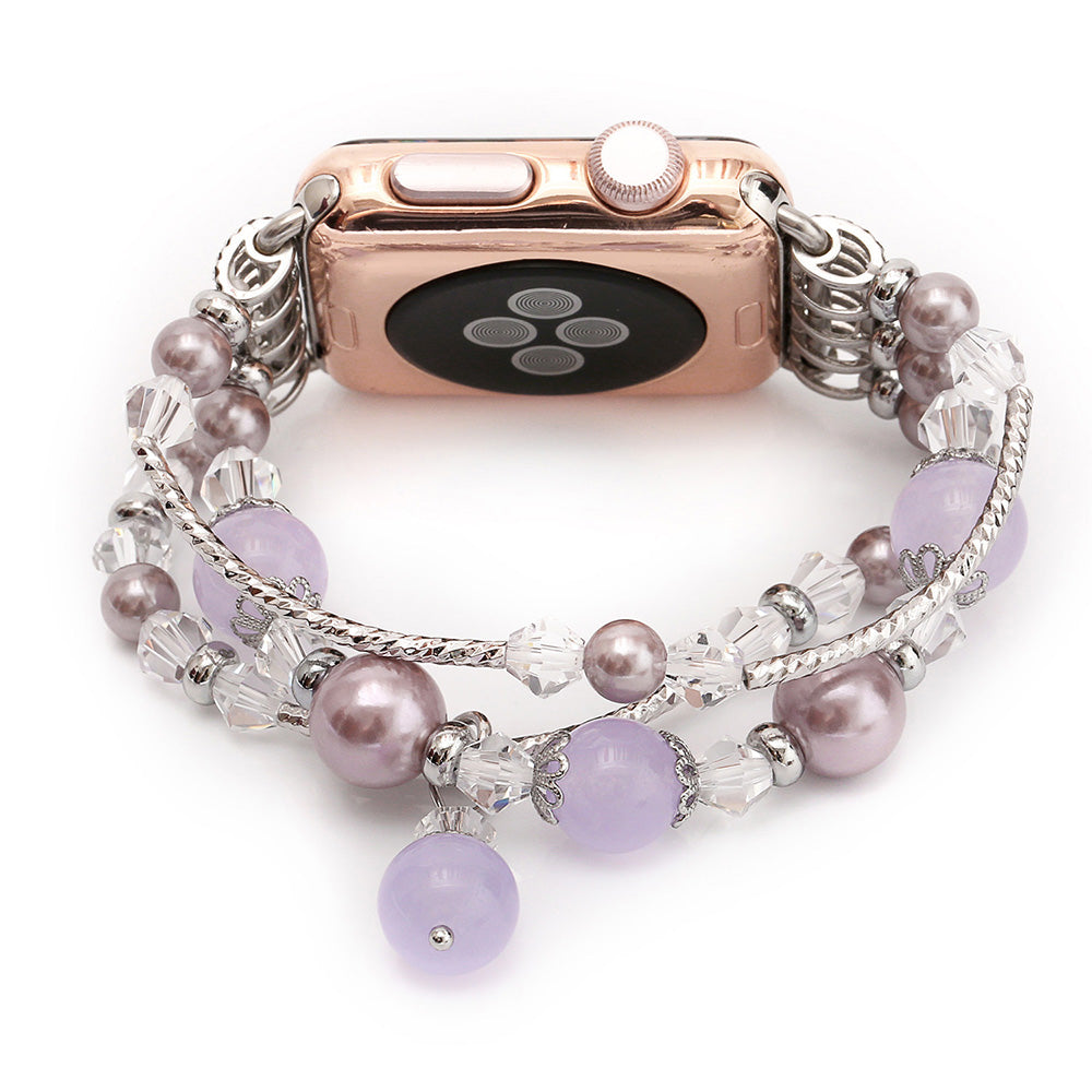 Agate Crystal Watch Band Jewelry Sports Silver Purple Jade 0 - Tophatter Daily Deals