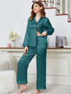 Lapel Collar Long Sleeve Top and Pants Pajama Set Loungewear Sets - Tophatter Daily Deals