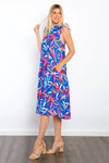 Be Stage Print Ruffled Midi Dress with Pockets Casual Dresses - Tophatter Daily Deals