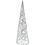 Silver Cone LED Christmas Tree | Warm White Pre-lit Light-Up Tree Cone - 40cm LED Light - Tophatter Daily Deals