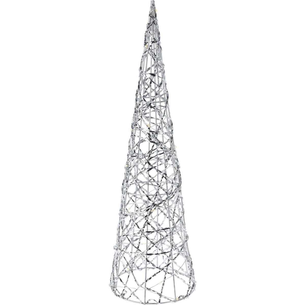 Silver Cone LED Christmas Tree | Warm White Pre-lit Light-Up Tree Cone - 40cm LED Light - Tophatter Daily Deals