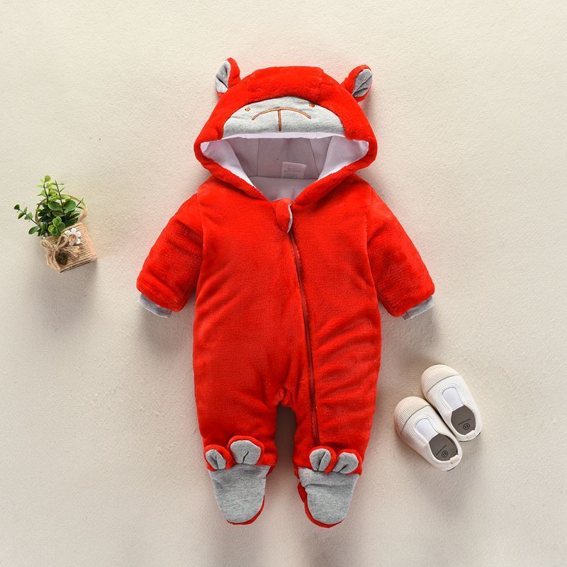 Autumn and winter newborn climbing suit Red 0 - Tophatter Daily Deals