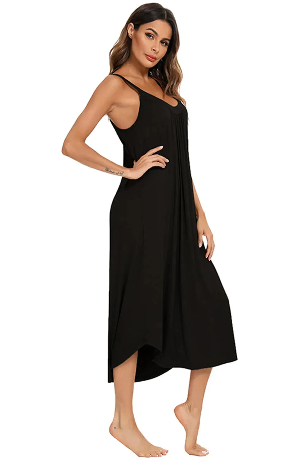 V-Neck Midi Lounge Dress Sleep Dresses - Tophatter Daily Deals