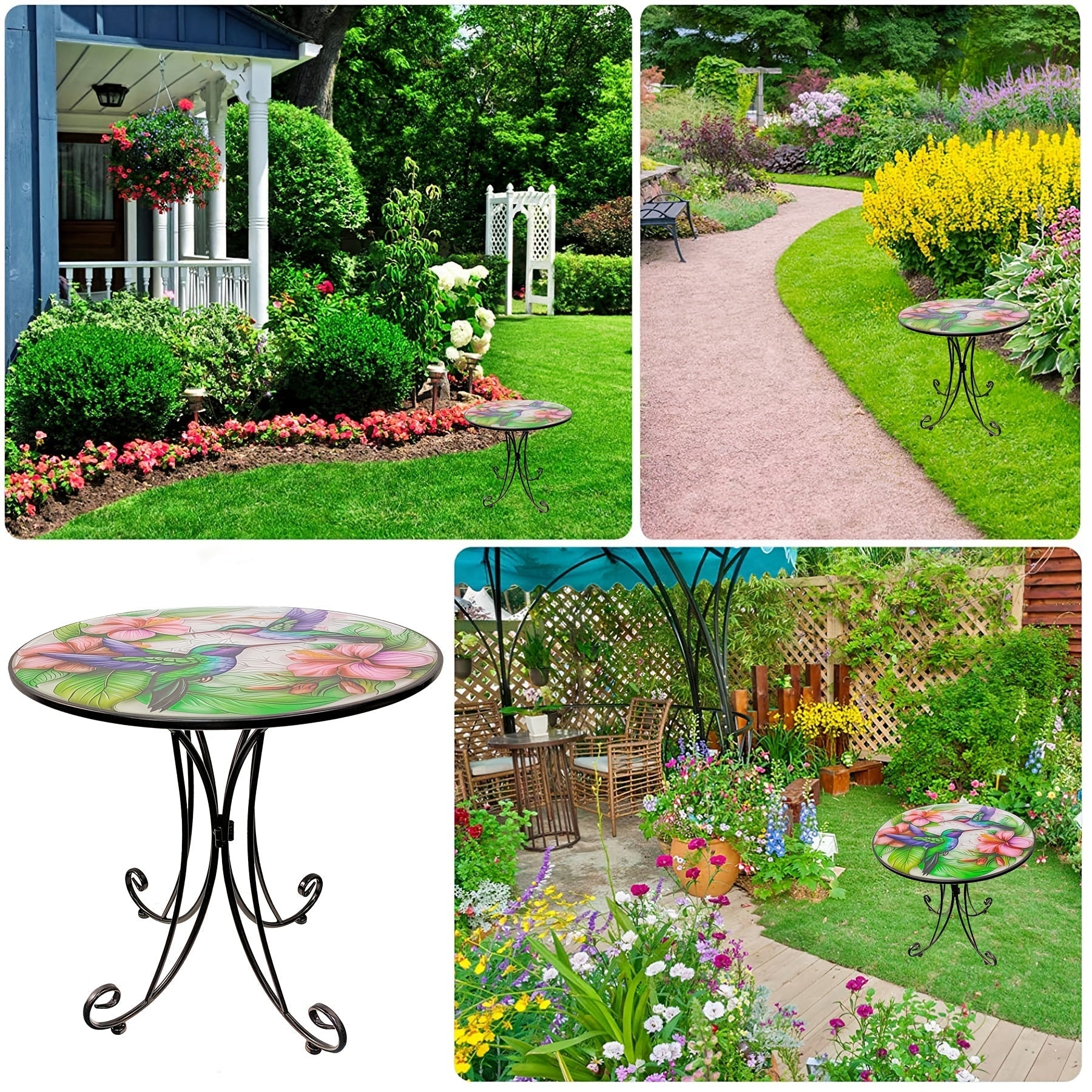Round Metal Side Table Hummingbird Furniture > Outdoor > Outdoor Tables - Tophatter Daily Deals