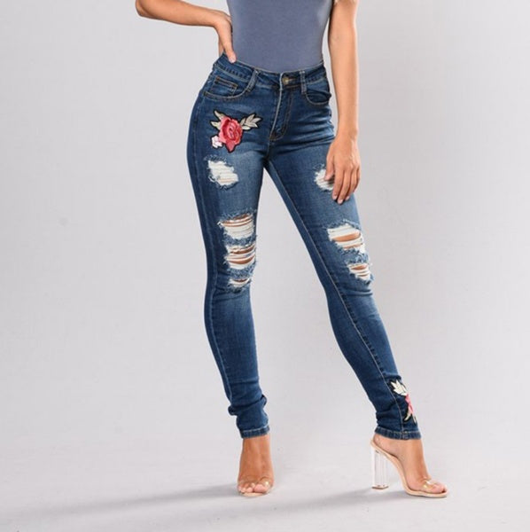 Black jeans with embroidered feet Dark blue 0 - Tophatter Daily Deals