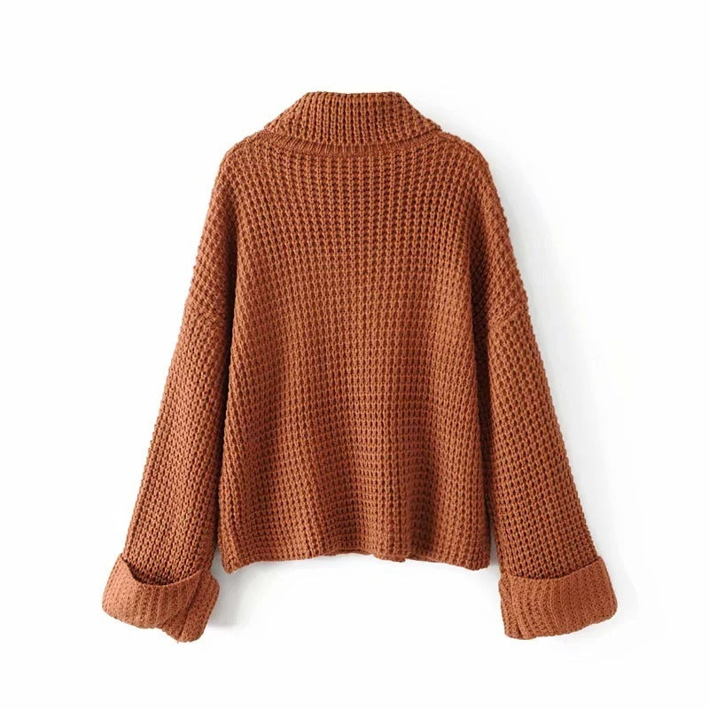 Warm Cozy Women Sweater - Boxy Waffle Knit, Cotton, Fall 3D Changing Face Moving Picture Frame - Tophatter Daily Deals