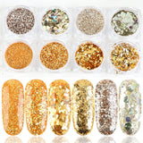 8 Box Mix Glitter Nail Art Powder Flakes Set 10color 0 - Tophatter Daily Deals