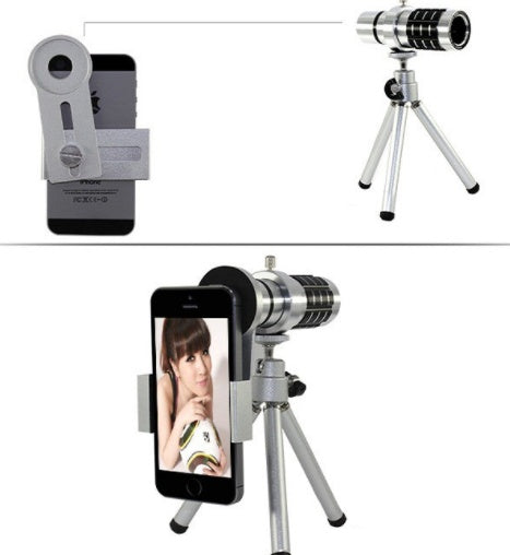 12X mobile telescope general 12 times long focal camera lens with three foot travel universal universal omnipotent 0 - Tophatter Daily Deals