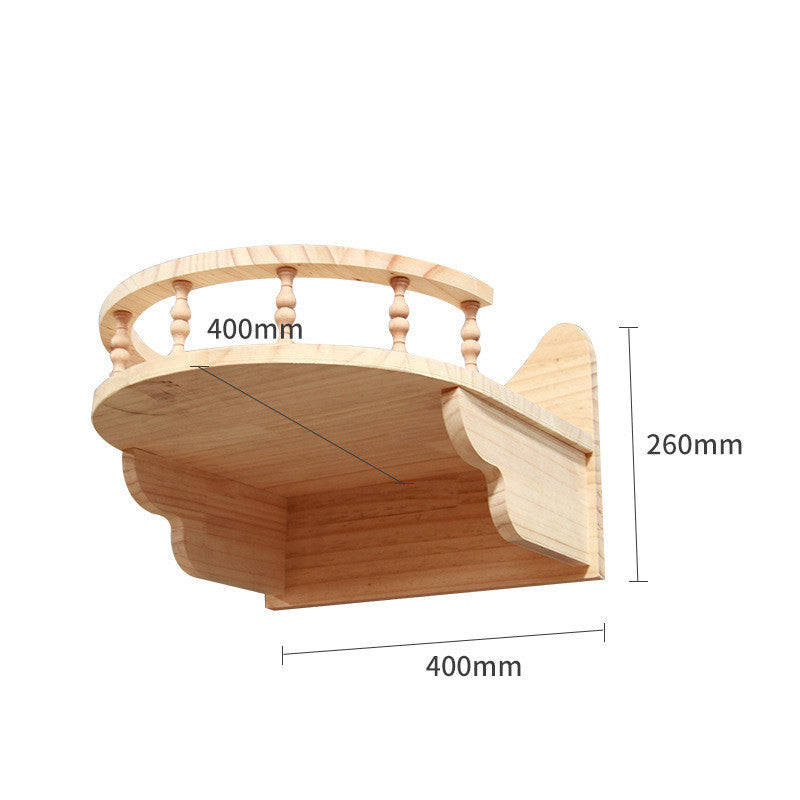 Pet Cat Climbing Frame Wall Type Solid Wood Wall Hanging Platform Ladder Pets Accessories Observation deck Pet Supplies - Tophatter Daily Deals