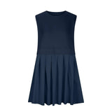 Pleated Round Neck Sleeveless Mini Dress Casual Dresses - Tophatter Daily Deals