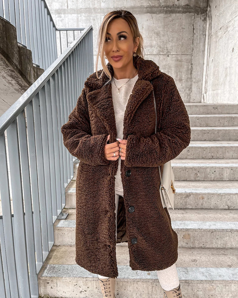Plush Faux Fur Coat Jacket Brown Outerwear - Tophatter Daily Deals