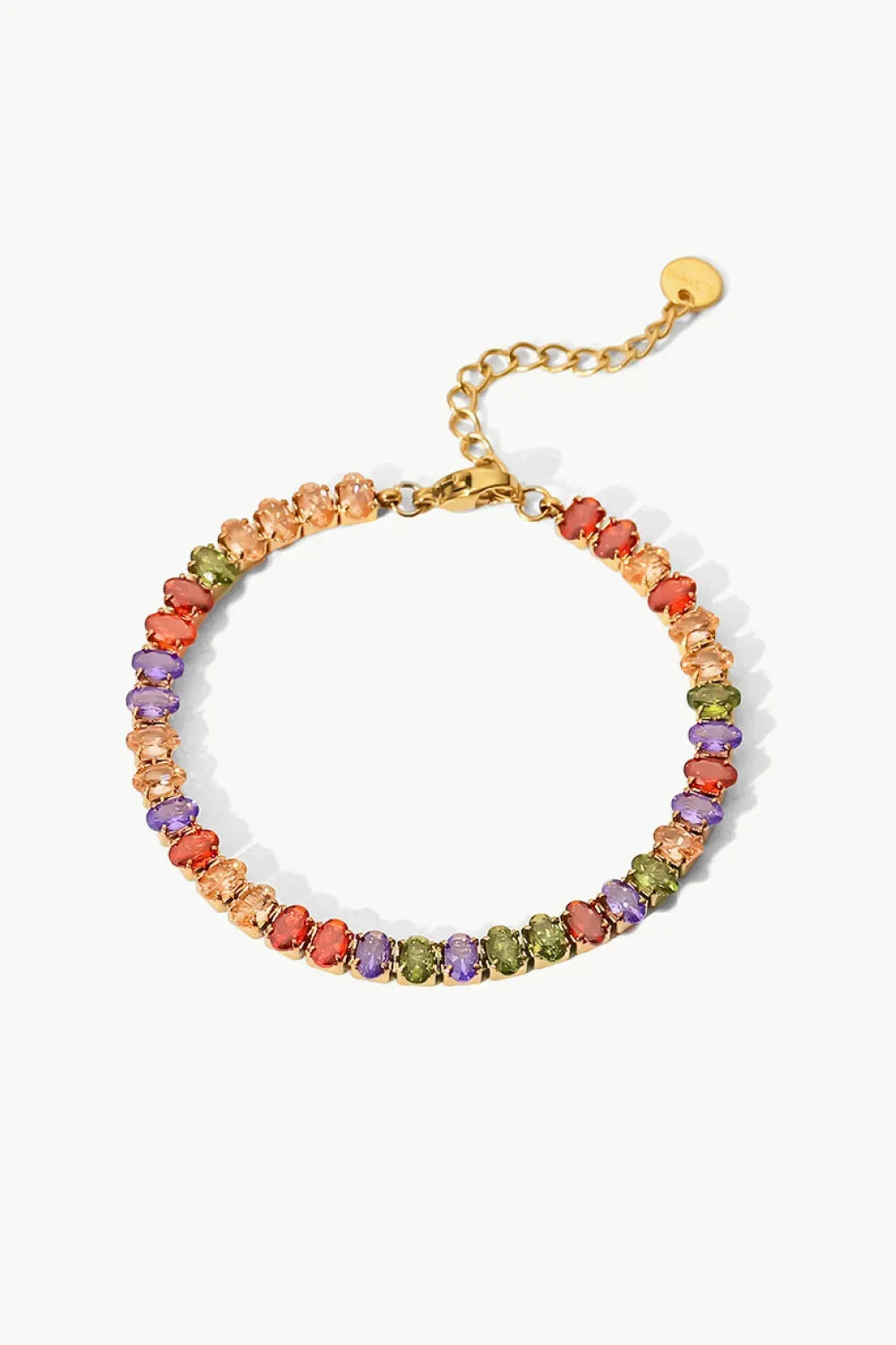 18K Gold Plated Multicolored Zircon Bracelet Multi One Size Bracelets - Tophatter Daily Deals
