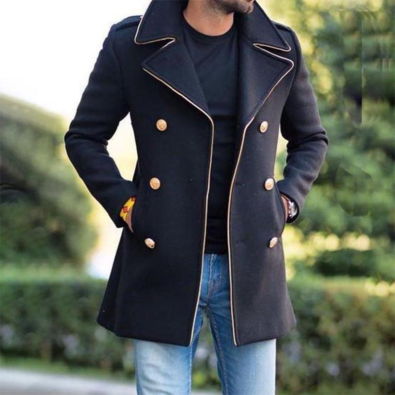Warm Men's Midlength Coat - Stand Collar, Wool, City Black 3D Changing Face Moving Picture Frame - Tophatter Daily Deals