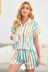 Striped Button-Up Shirt and Shorts Lounge Set - Tophatter Deals and Online Shopping - Electronics, Jewelry, Beauty, Health, Gadgets, Fashion - Tophatter's Discounts & Offers - tophatters