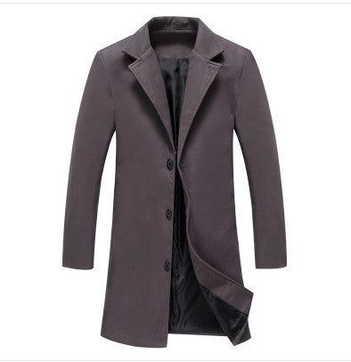 Warm Men's Wool Overcoat - Single-Breasted, Wool Blend Dark grey 3D Changing Face Moving Picture Frame - Tophatter Daily Deals