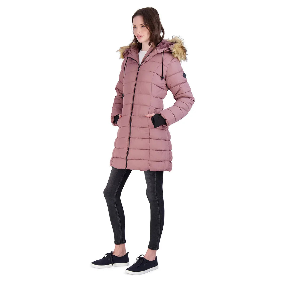 Steve Madden Women's Jacket with Faux Fur Hood Puffer - Tophatter Daily Deals