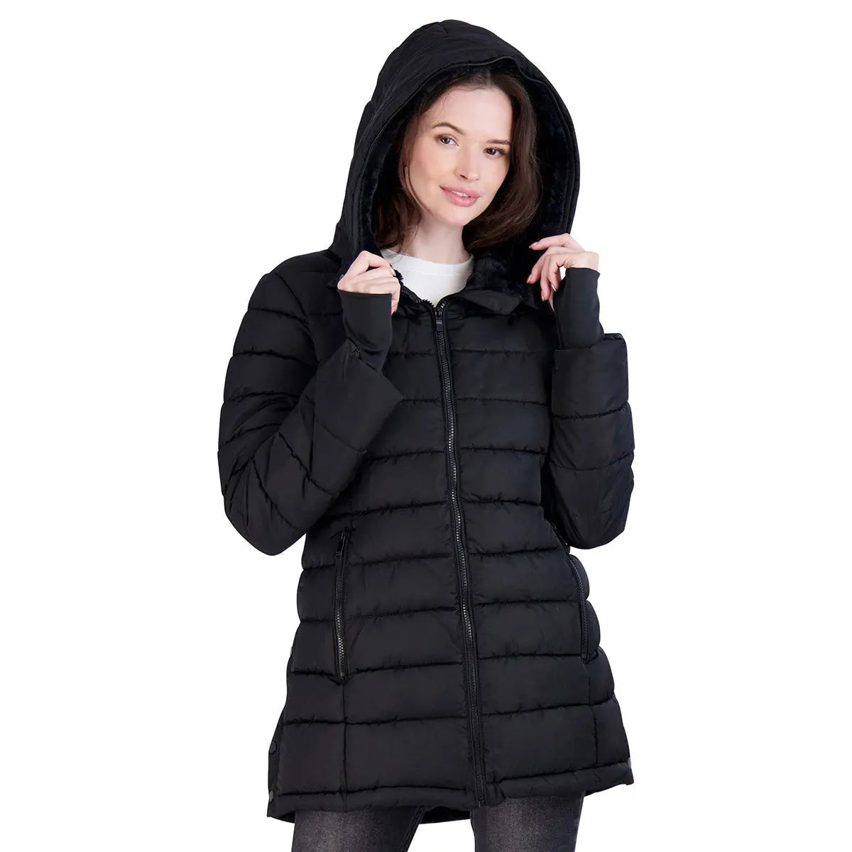 Steve Madden Women's Jacket with Fur Lined Hood Puffer - Tophatter Daily Deals
