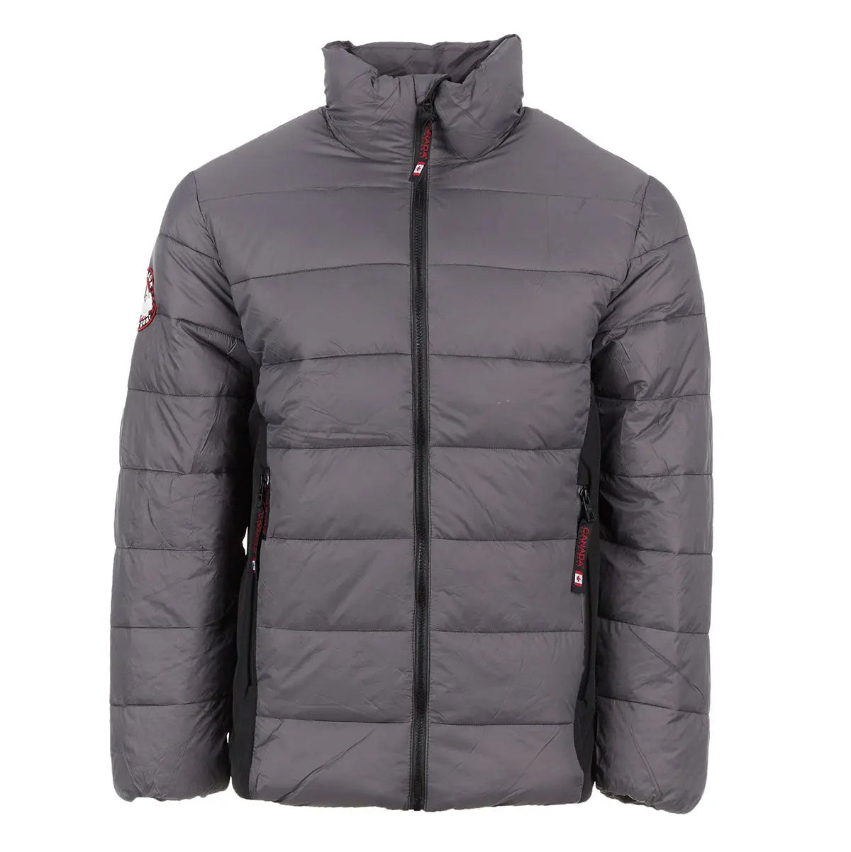 Canada Weather Gear Men's Mix Media Puffer Charcoal Black Puffer - Tophatter Daily Deals
