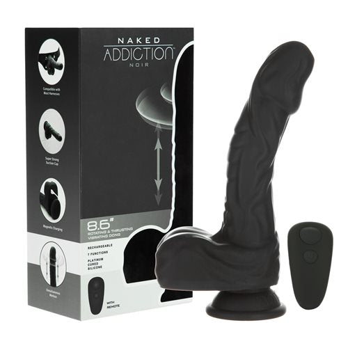 Naked Addiction The Freak Noir 8.6 Inch – Platinum Cured Silicone Vibrating Rotating and Thrusting Dong > Vibrators > Realistic Vibrators - Tophatter Daily Deals