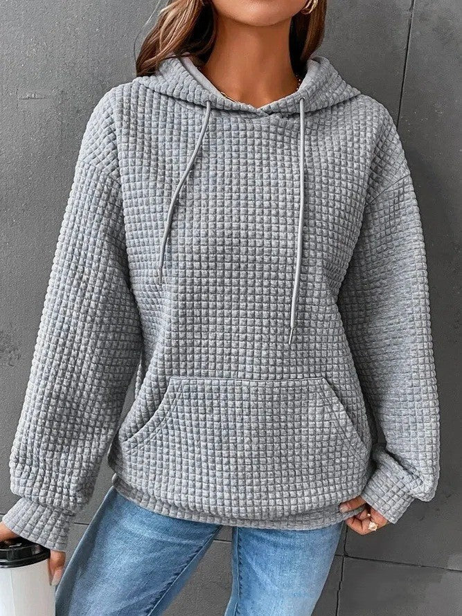 Soft Cozy Women’s Hoodie Sweater - Waffle Knit Layering Grey 3D Changing Face Moving Picture Frame - Tophatter Daily Deals
