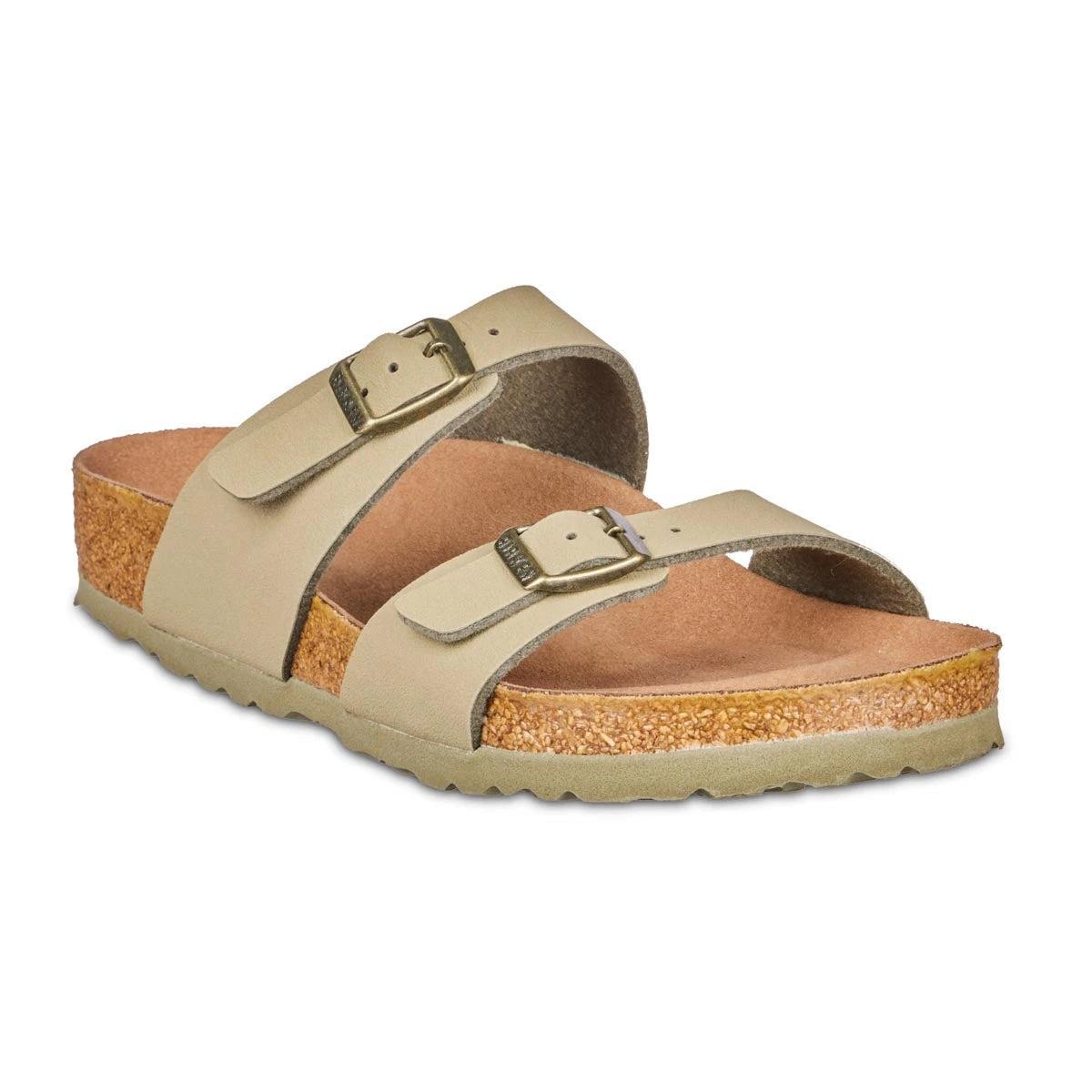 Birkenstock Women's Sydney Vegan Birko-Flor Sandals Khaki Regular Wide Footwear - Tophatter Daily Deals