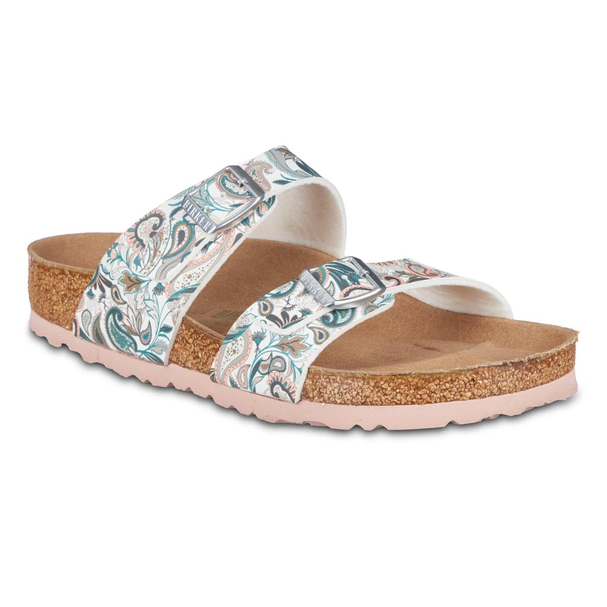 Birkenstock Women's Sydney Vegan Birko-Flor Sandals Paisley Light Rose Regular Wide Footwear - Tophatter Daily Deals