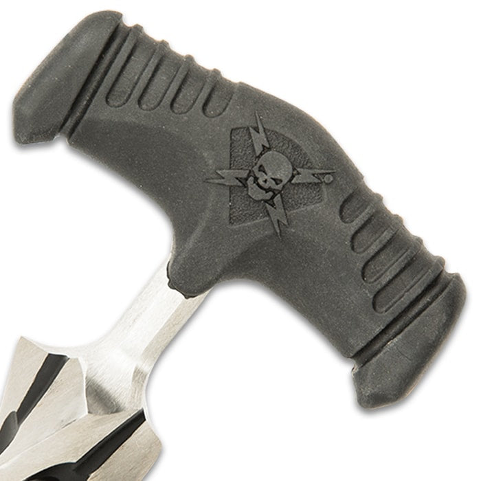 M48 Cyclone Push Dagger And Sheath - 2Cr13 Cast Stainless Steel Blade, Black Oxide Coating, TPR Rubber Handle - Length 7 3/8” - Tophatter Daily Deals