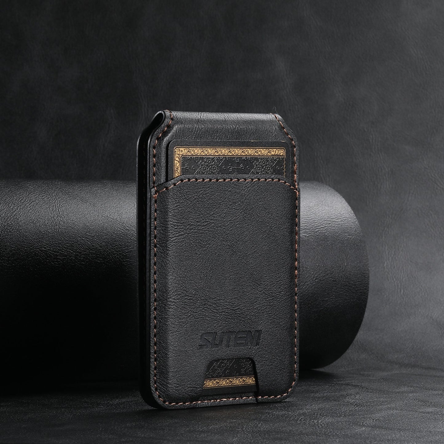 Android Universal Phone Magnetic Card Holder MagSafe Magnetic Ring PU Leather Black 1pc 0 - Tophatter Daily Deals